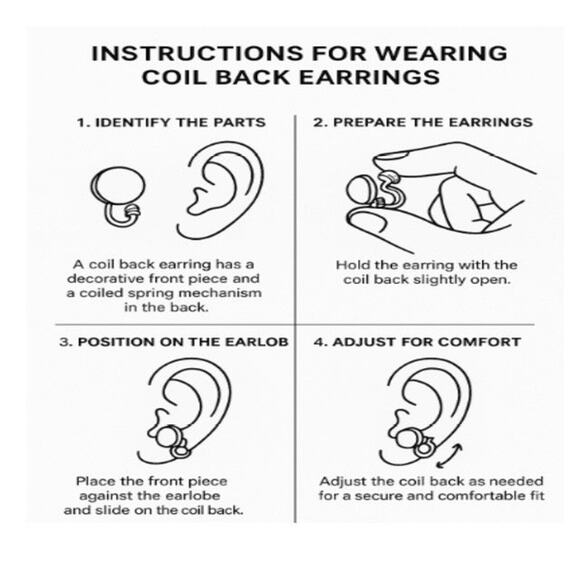 Clip on 1" comfort fit coil gold and black swirl earrings - Picture 4 of 4